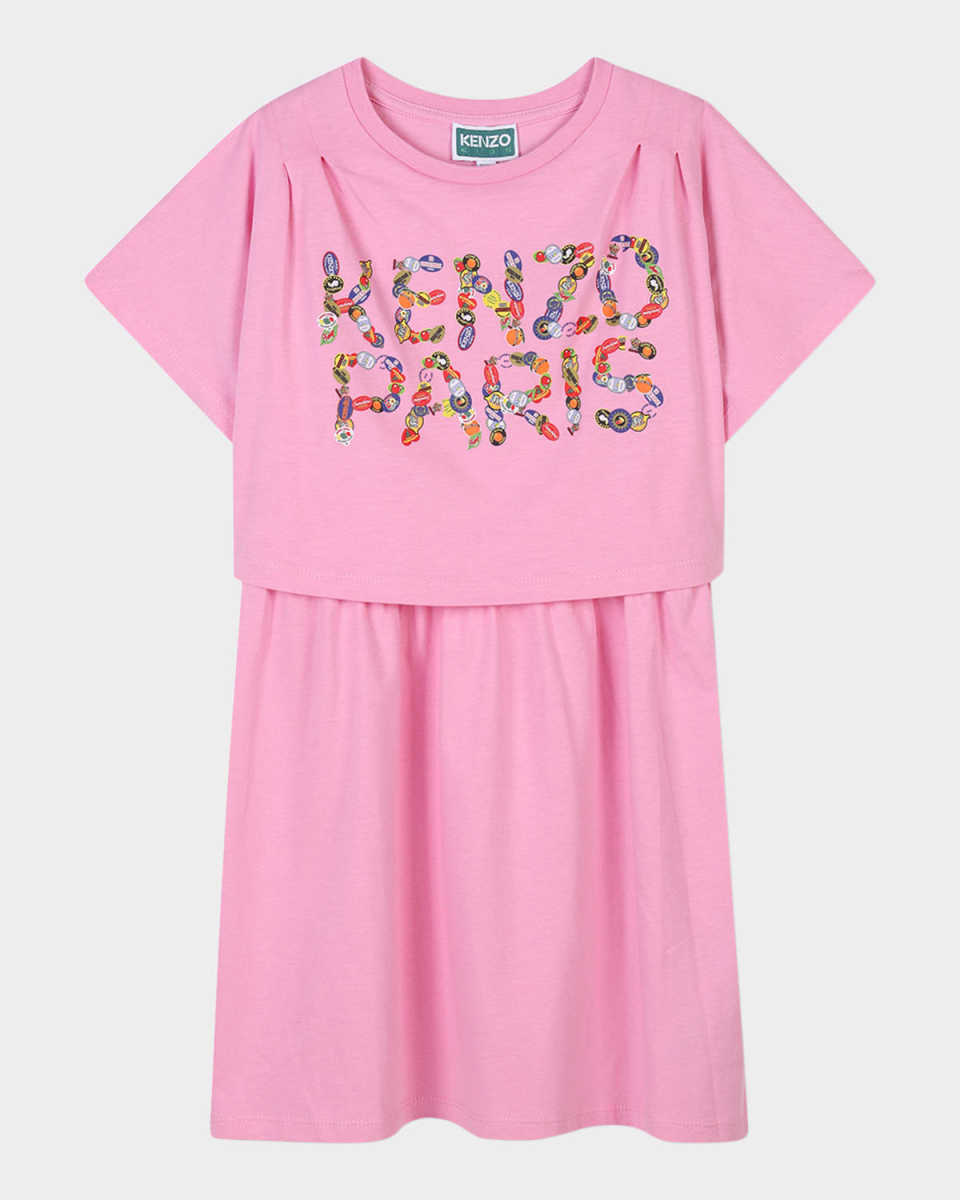 Girl's Dress W/ VIbrant Logo-Print, Size 2-4